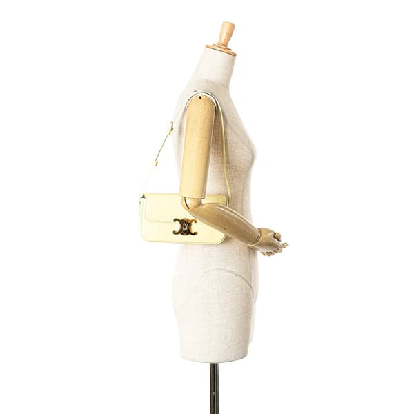 Pre-owned Celine Leather Triomphe Claude Shoulder Bag Yellow