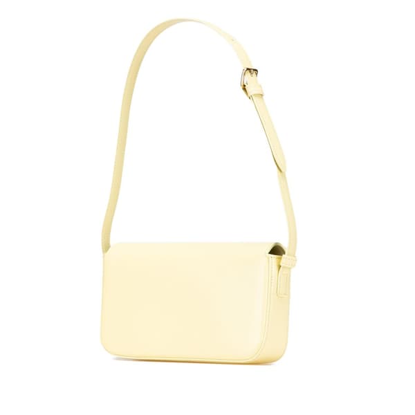 Pre-owned Celine Leather Triomphe Claude Shoulder Bag Yellow