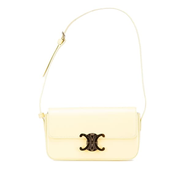 Pre-owned Celine Leather Triomphe Claude Shoulder Bag Yellow