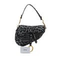 Miniatyrbild 9 av 9: Pre-owned Dior Mizza Embroidered Canvas Leopard Saddle Bag Gray