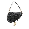 Miniatyrbild 1 av 9: Pre-owned Dior Mizza Embroidered Canvas Leopard Saddle Bag Gray