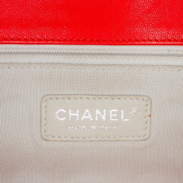 Pre-owned Chanel Maxi Washed Lambskin Chain Around Flap Red