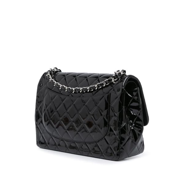 Pre-owned Chanel Jumbo Classic Patent Double Flap Black