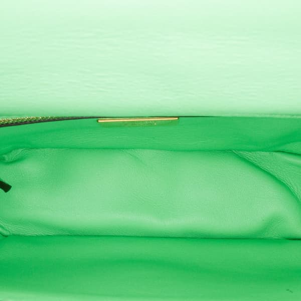 Pre-owned Fendi Zucca Embossed Leather Chain Midi Baguette Green