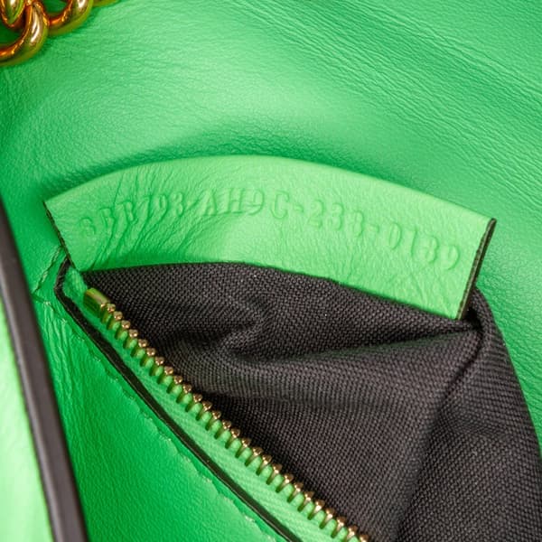 Pre-owned Fendi Zucca Embossed Leather Chain Midi Baguette Green