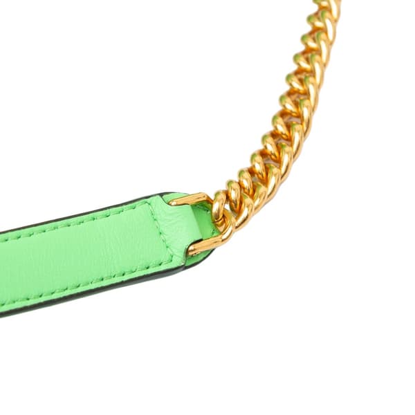 Pre-owned Fendi Zucca Embossed Leather Chain Midi Baguette Green