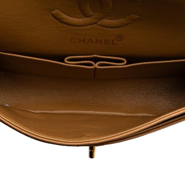 Pre-owned Chanel Small Classic Lambskin Double Flap Brown
