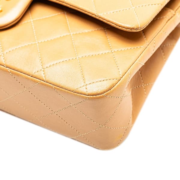 Pre-owned Chanel Small Classic Lambskin Double Flap Brown