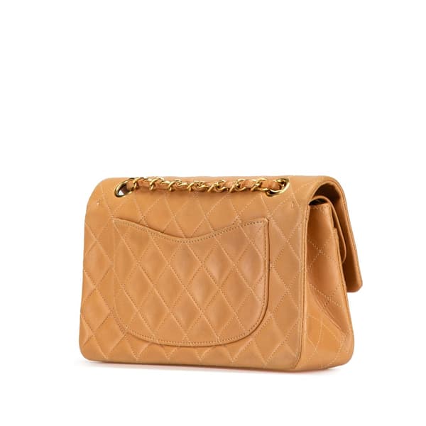Pre-owned Chanel Small Classic Lambskin Double Flap Brown
