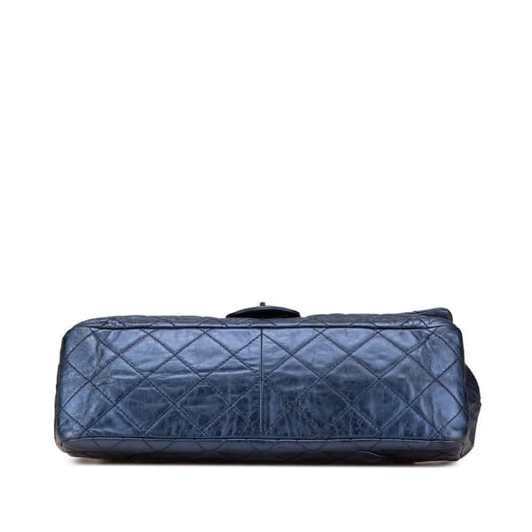 Pre-owned Chanel Reissue 2.55 Aged Metallic Calfskin Flap 226 Blue