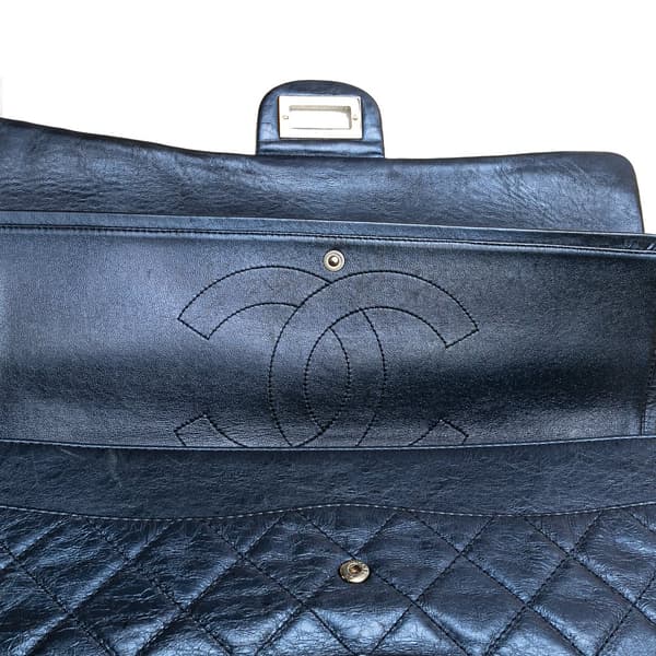 Pre-owned Chanel Reissue 2.55 Aged Metallic Calfskin Flap 226 Blue