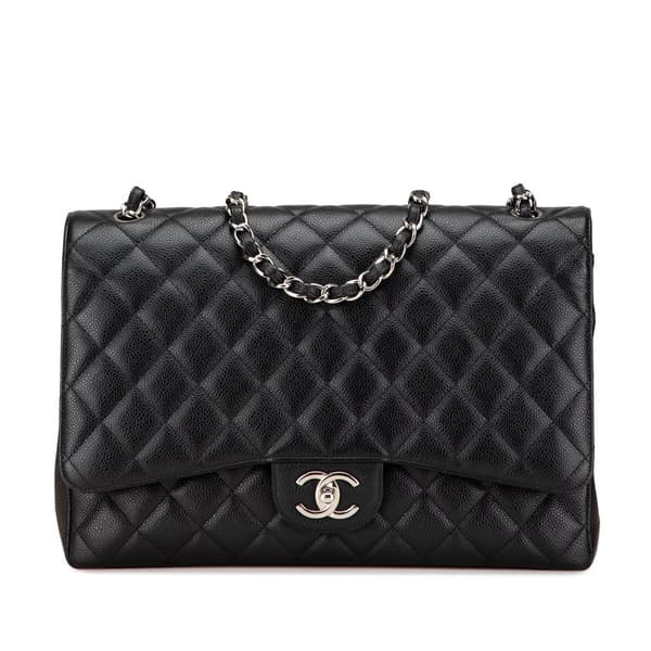 Pre-owned Chanel Maxi Classic Caviar Double Flap Black