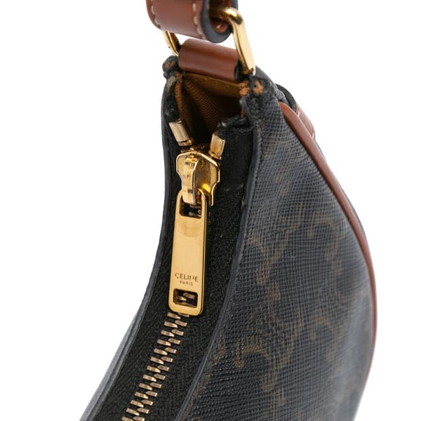 Pre-owned Celine Mini Triomphe Coated Canvas Ava Shoulder Bag Brown