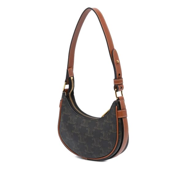 Pre-owned Celine Mini Triomphe Coated Canvas Ava Shoulder Bag Brown