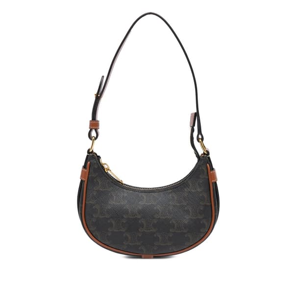 Pre-owned Celine Mini Triomphe Coated Canvas Ava Shoulder Bag Brown