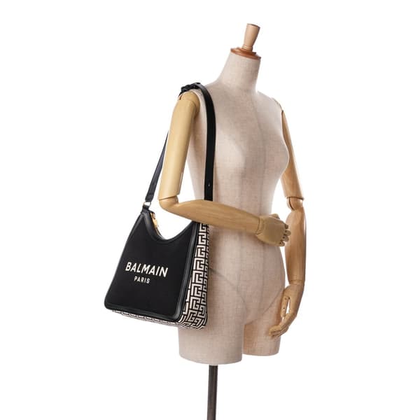 Pre-owned Balmain Canvas B-Army 26 Shoulder Bag Black