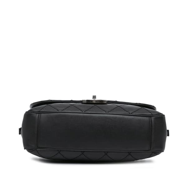 Pre-owned Chanel Paris Edinburgh Jumbo Calfskin Coco Sporran Flap Black
