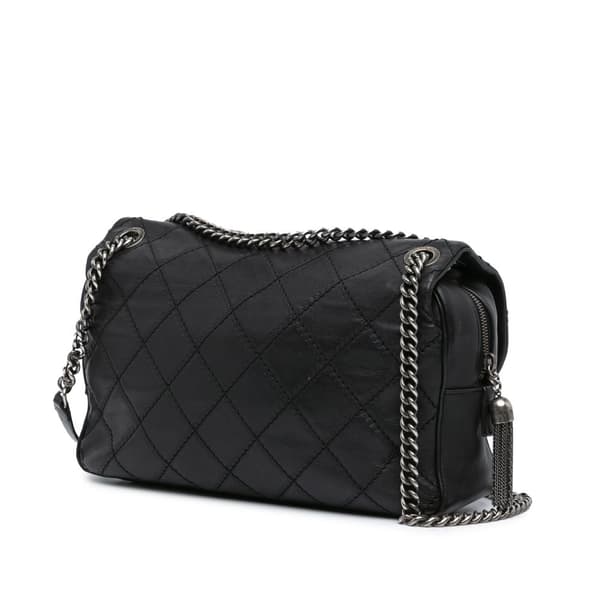 Pre-owned Chanel Paris Edinburgh Jumbo Calfskin Coco Sporran Flap Black
