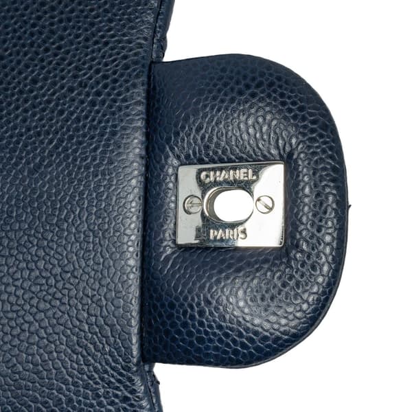 Pre-owned Chanel Jumbo Classic Caviar Double Flap Blue