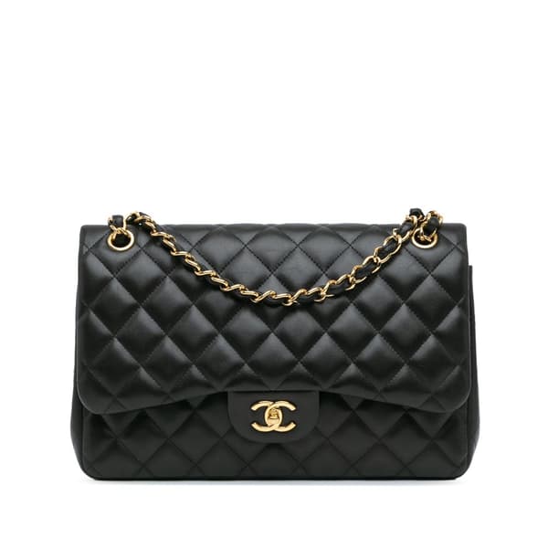 Pre-owned Chanel Jumbo Classic Lambskin Double Flap Black