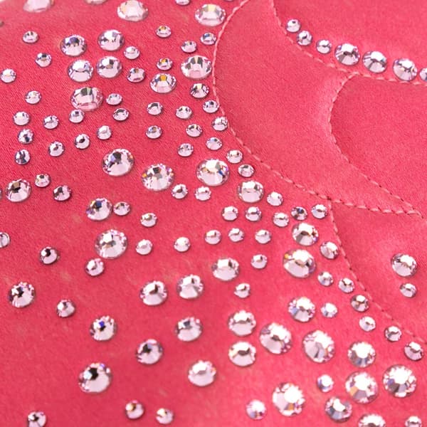 Pre-owned Chanel Satin Diamante Camellia Clutch with Chain Pink