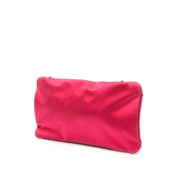 Pre-owned Chanel Satin Diamante Camellia Clutch with Chain Pink