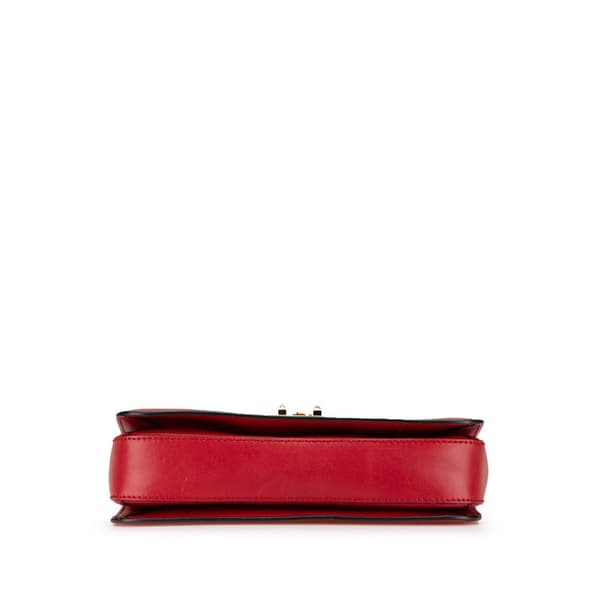 Pre-owned Valentino Leather L'Amour Rockstud Chain Shoulder Bag Red