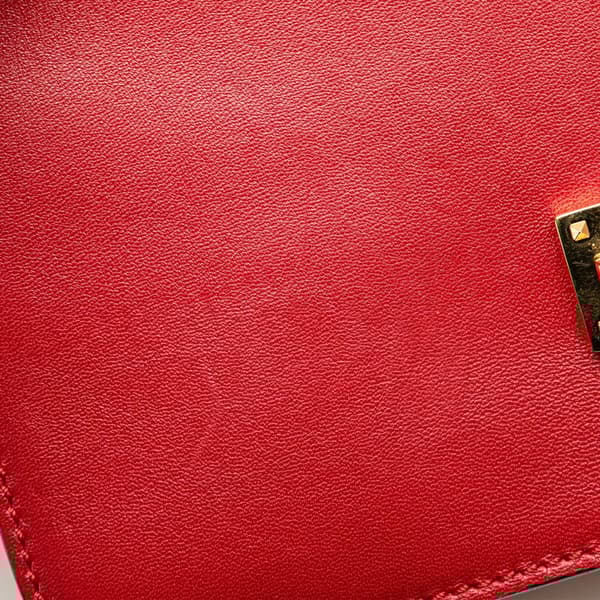 Pre-owned Valentino Leather L'Amour Rockstud Chain Shoulder Bag Red