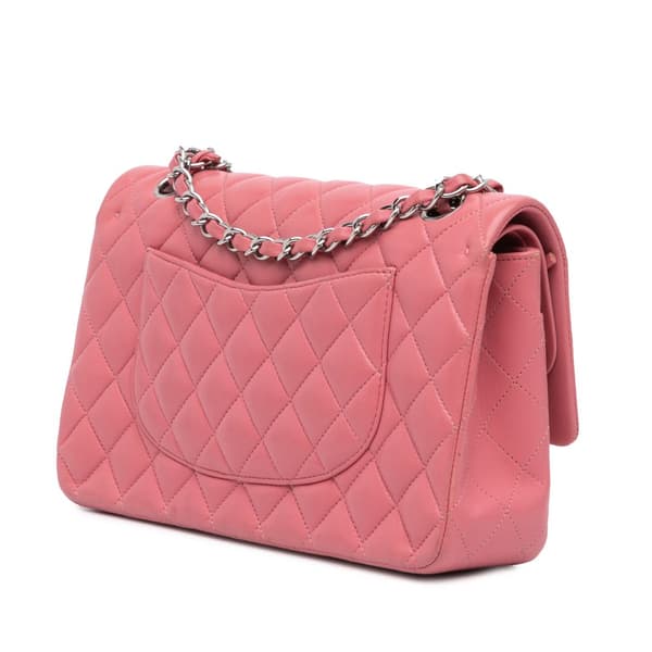 Pre-owned Chanel Medium Classic Lambskin Double Flap Pink