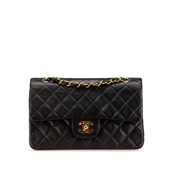 Pre-owned Chanel Small Classic Lambskin Double Flap Black
