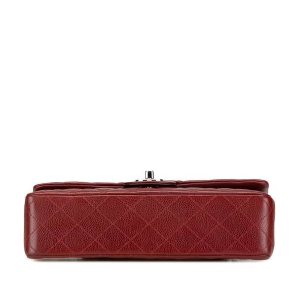Pre-owned Chanel Medium Classic Caviar Double Flap Red