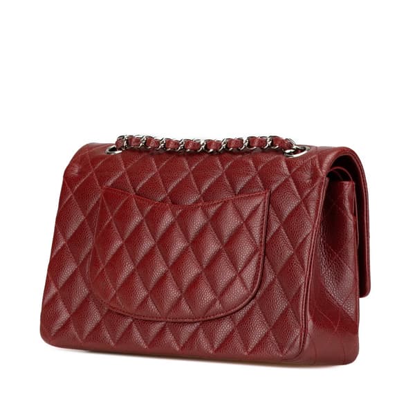 Pre-owned Chanel Medium Classic Caviar Double Flap Red