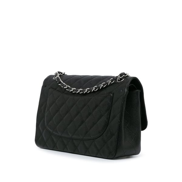 Pre-owned Chanel Jumbo Classic Caviar Double Flap Black