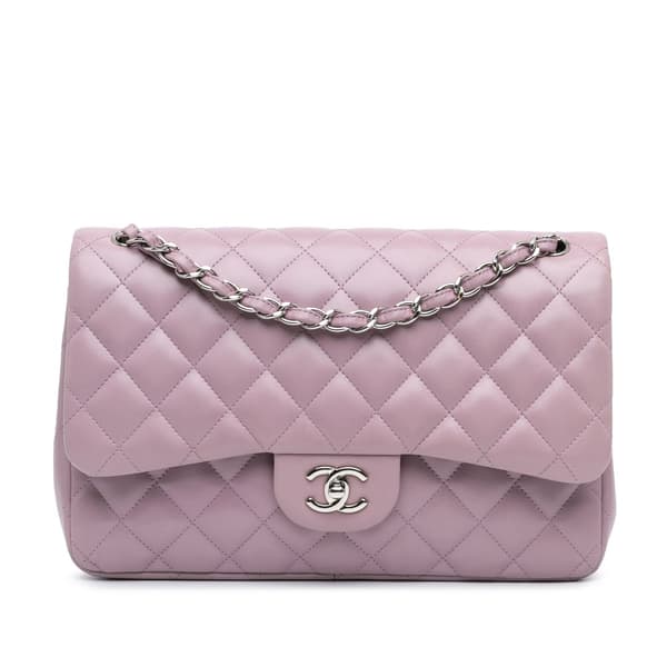 Pre-owned Chanel Jumbo Classic Lambskin Double Flap Purple