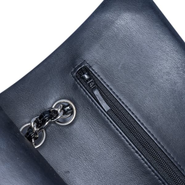Pre-owned Chanel Medium Classic Chevron Patent Double Flap Black