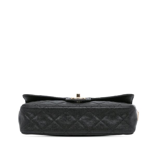 Pre-owned Chanel CC Bicolor Quilted Caviar Single Flap Black