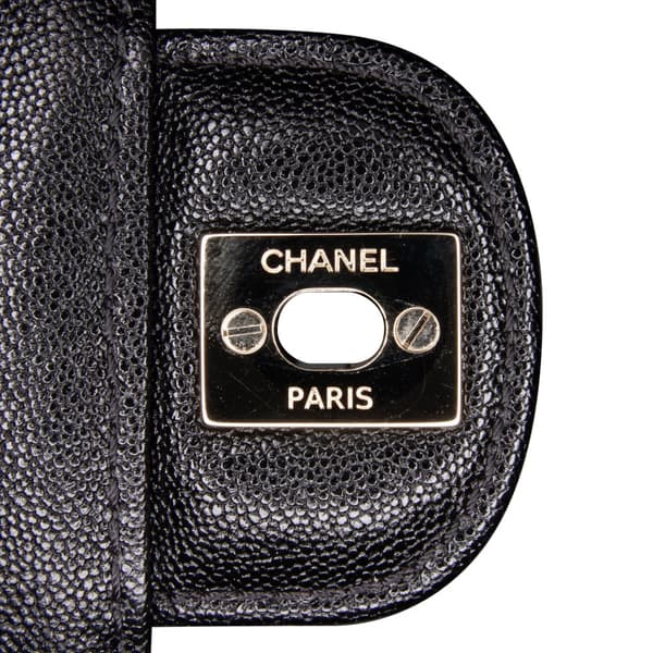 Pre-owned Chanel CC Bicolor Quilted Caviar Single Flap Black