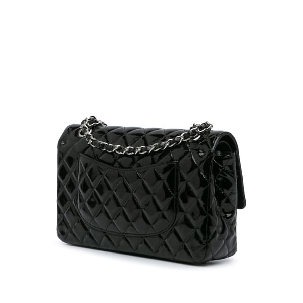 Pre-owned Chanel Medium Classic Patent Double Flap Black