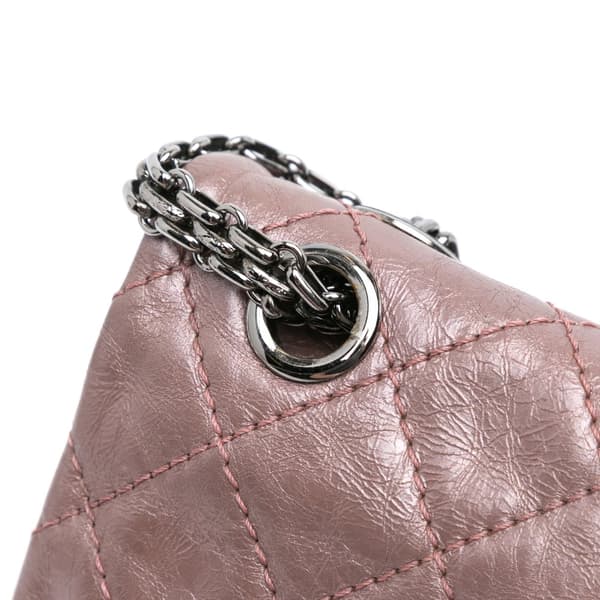 Pre-owned Chanel Reissue 2.55 Aged Metallic Calfskin Double Flap 226 Pink
