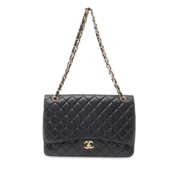 Pre-owned Chanel Maxi Classic Lambskin Single Flap Black