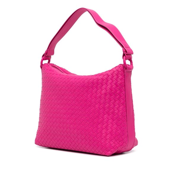 Pre-owned Bottega Veneta Nappa Intrecciato Shoulder Bag Pink