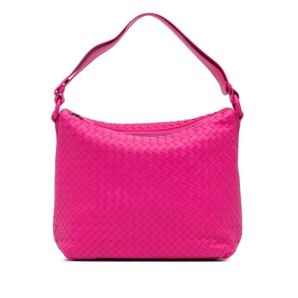 Pre-owned Bottega Veneta Nappa Intrecciato Shoulder Bag Pink