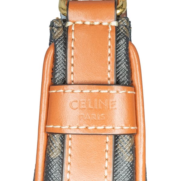 Pre-owned Celine Mini Triomphe Coated Canvas Ava Shoulder Bag Brown