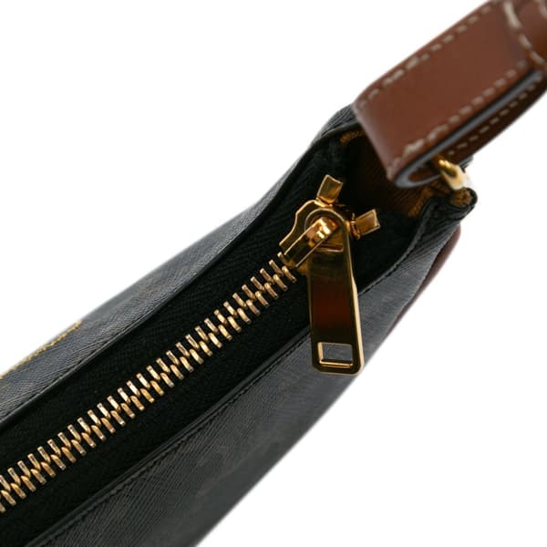 Pre-owned Celine Mini Triomphe Coated Canvas Ava Shoulder Bag Brown