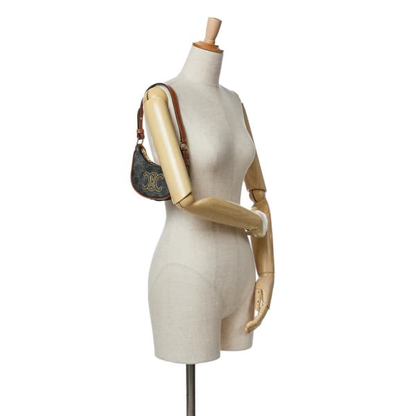 Pre-owned Celine Mini Triomphe Coated Canvas Ava Shoulder Bag Brown