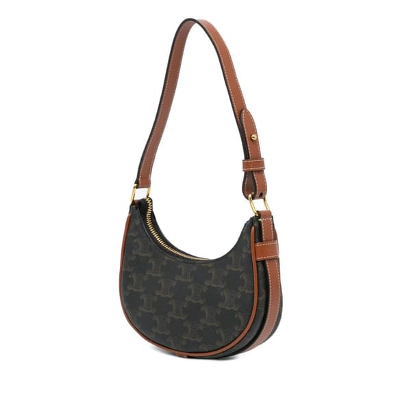 Pre-owned Celine Mini Triomphe Coated Canvas Ava Shoulder Bag Brown