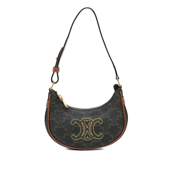 Pre-owned Celine Mini Triomphe Coated Canvas Ava Shoulder Bag Brown