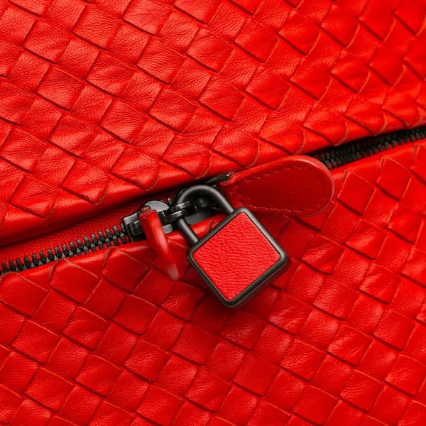 Pre-owned Bottega Veneta Nappa Intrecciato Cube Shoulder Bag Red