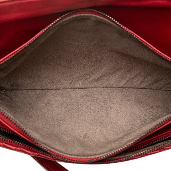 Pre-owned Bottega Veneta Intrecciato Triple Zip Shoulder Bag Red