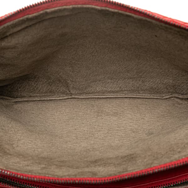 Pre-owned Bottega Veneta Intrecciato Triple Zip Shoulder Bag Red